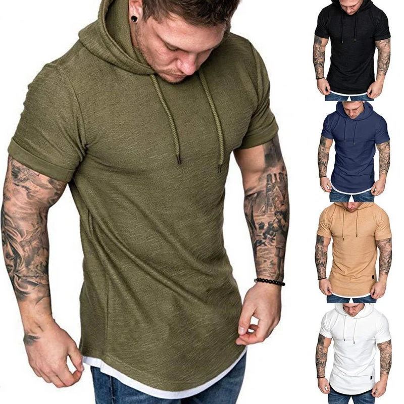 Herren kurzarm Kapuzenpullover Sweatjacke Pullover Hoodie Sweatshirt Streetwear