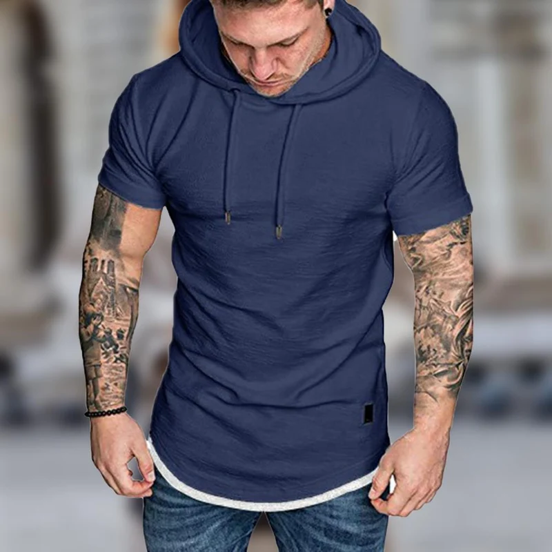 Herren kurzarm Kapuzenpullover Sweatjacke Pullover Hoodie Sweatshirt Streetwear