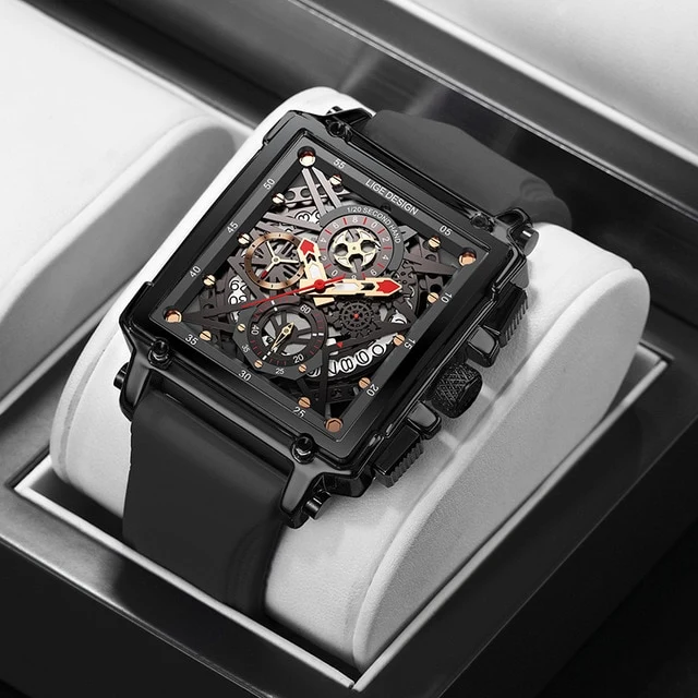 Herren Armbanduhr Silber Schwarz Edelstahl Fashion Luxus Chronograph Business