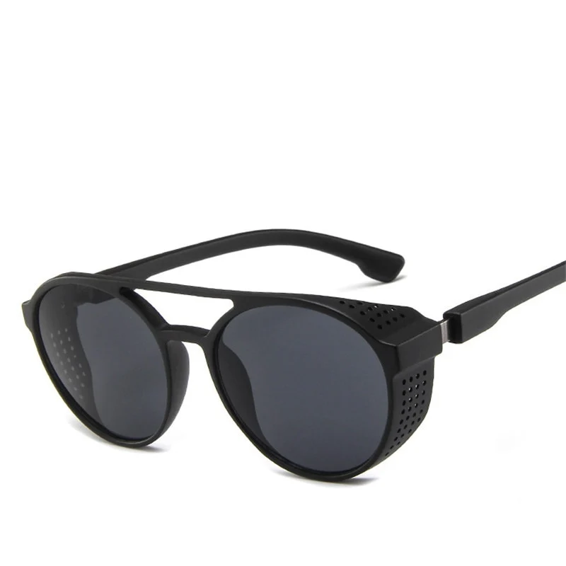LeonLion Luxus Schwarz Matt Rund Herren Sonnenbrille Markenbrille Retro UV400