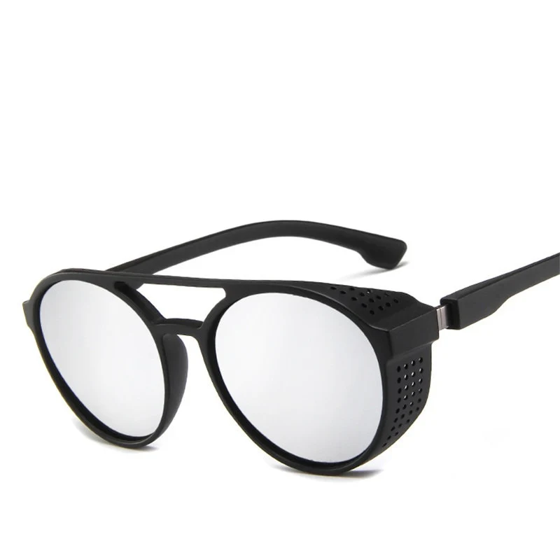 LeonLion Luxus Schwarz Matt Rund Herren Sonnenbrille Markenbrille Retro UV400