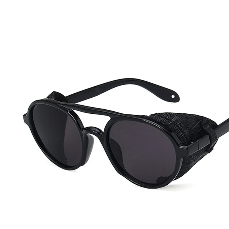 LeonLion Luxus Schwarz Matt Rund Herren Sonnenbrille Markenbrille Retro