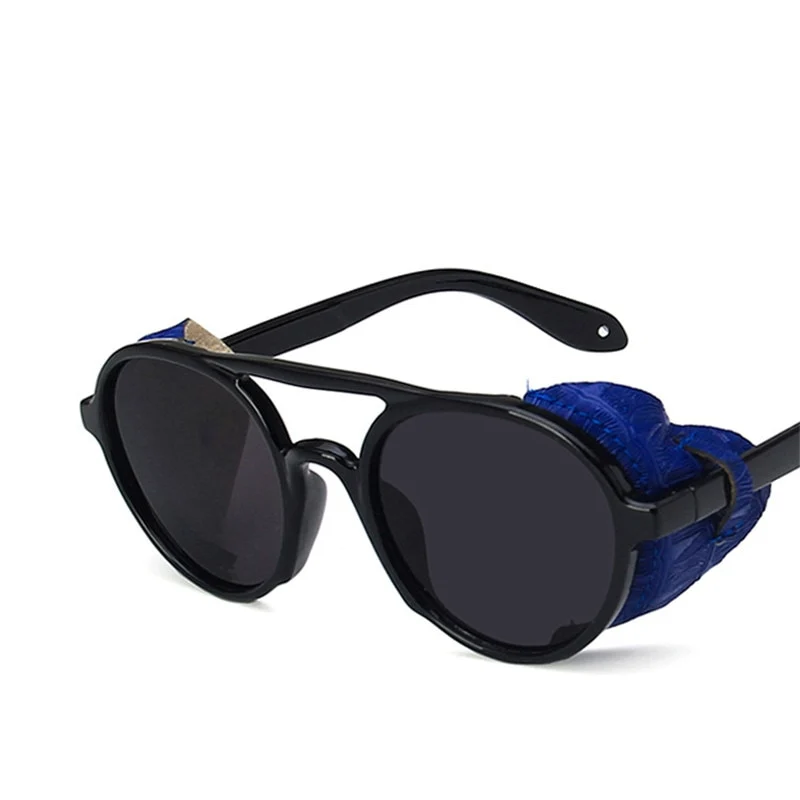 LeonLion Luxus Schwarz Matt Rund Herren Sonnenbrille Markenbrille Retro