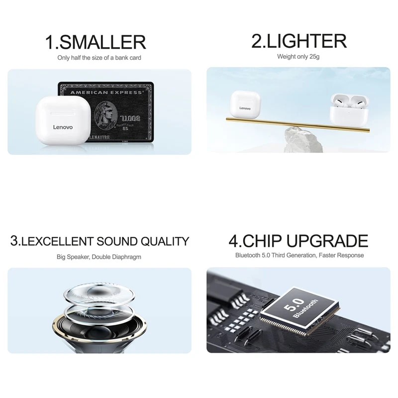 2022 Original Lenovo LP40 Lp40 Pro Bluetooth TWS Kopfhörer Wireless Rauschunterdrückung Bluetooth5.1 Earbuds