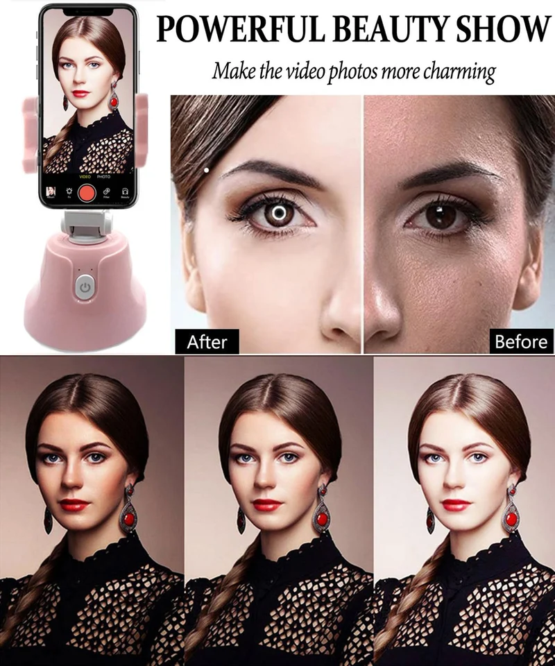 intelligente Smartphone-Halterung tragbarer Selfie-Stick, um 360 ° drehbare Objekt