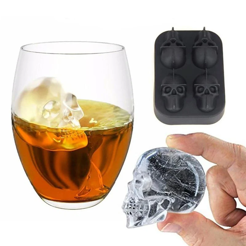 3D Silikon Eiswürfelform Totenkopf Skull Party Eiswürfel Cocktails Whiskey