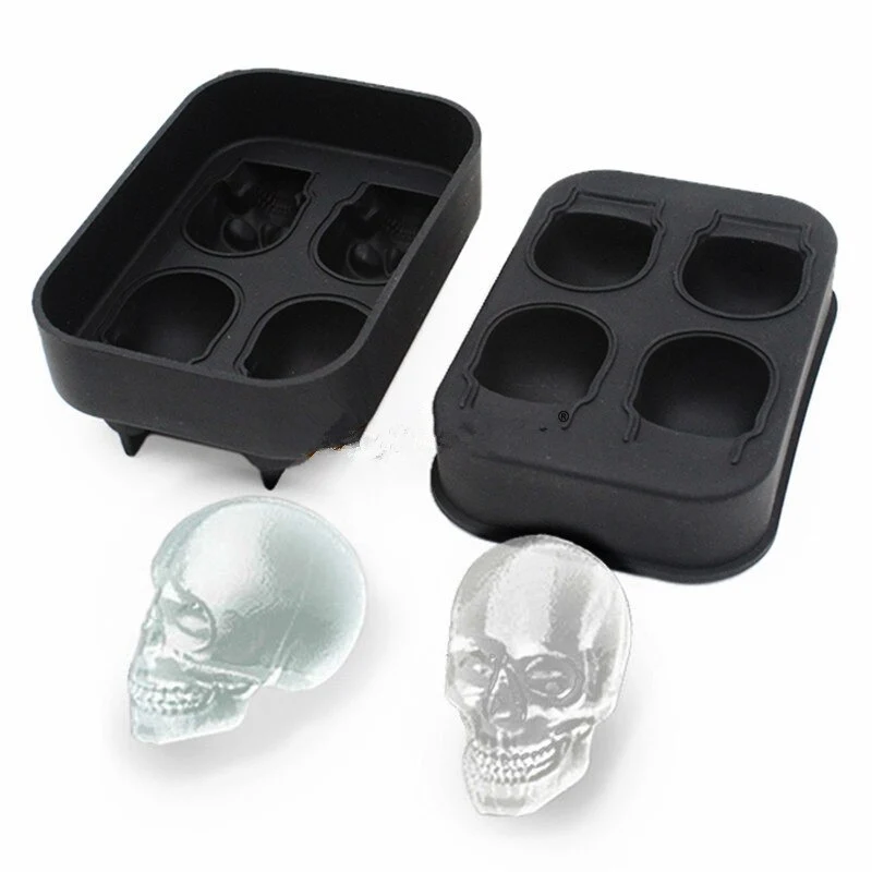 3D Silikon Eiswürfelform Totenkopf Skull Party Eiswürfel Cocktails Whiskey