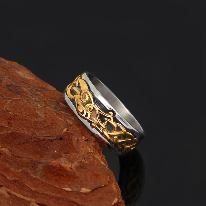 Herren Wikinger Runen Ring Edelstahl Nordische Mythologie Odin Gothic