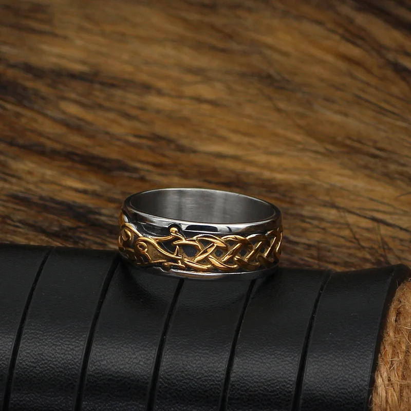 Herren Wikinger Runen Ring Edelstahl Nordische Mythologie Odin Gothic