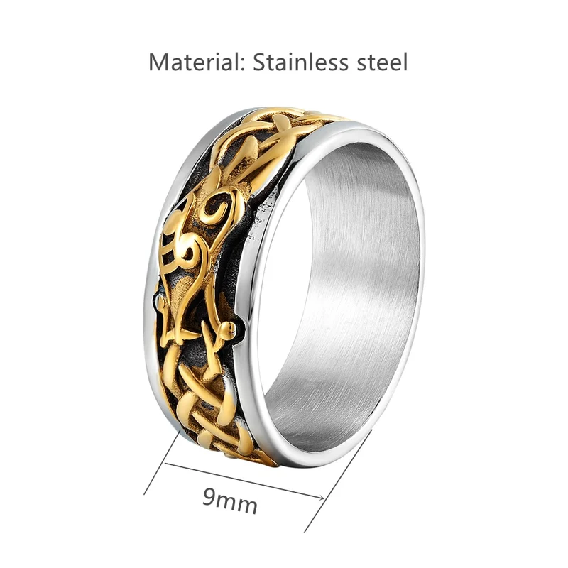 Herren Wikinger Runen Ring Edelstahl Nordische Mythologie Odin Gothic