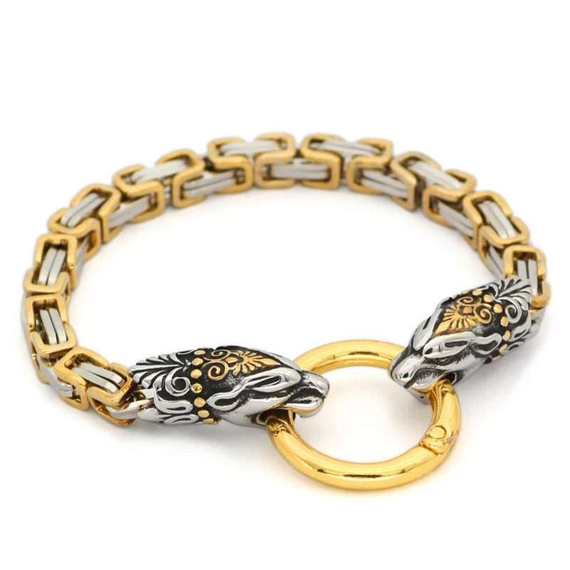 Herren Armband Königskette Edelstahl Wikinger Armreif Drachenkopf Armkette