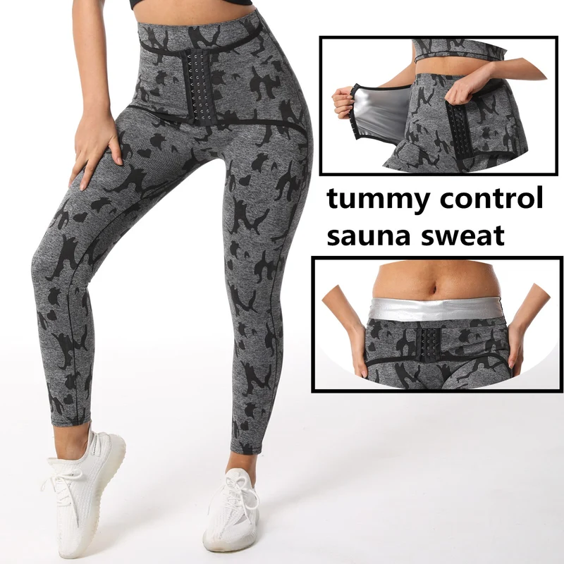 Damen Neopren Sauna Hose Schwitzhose Yogahose Thermoeffekt Abnehmen Hose Leggins