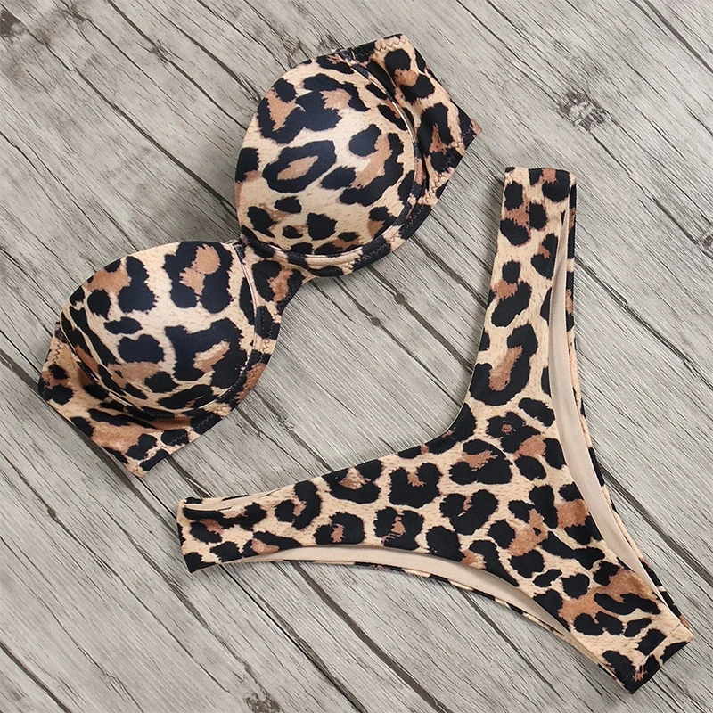 Damen Push Up Bikini Set BH Gepolstert Brasilianischer Badeanzug Bademode Strand Bademode