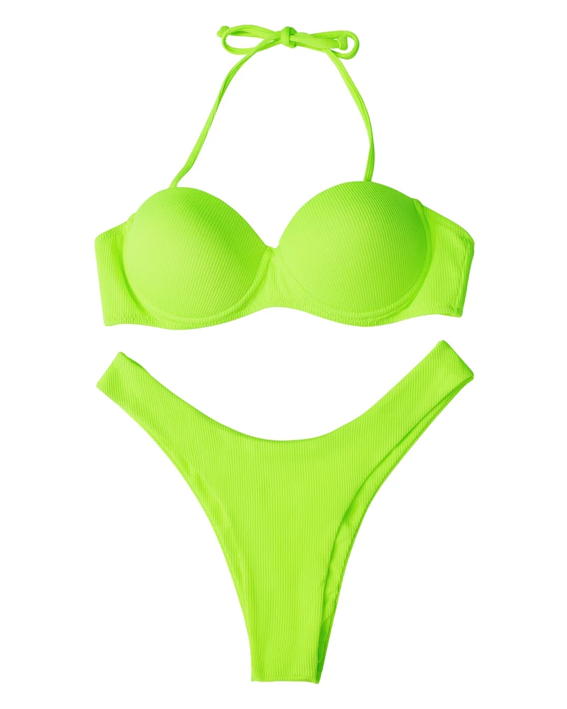 Damen Push Up Bikini Set BH Gepolstert Brasilianischer Badeanzug Bademode Strand Bademode