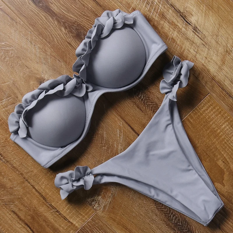 Damen Push Up Bikini Set BH Gepolstert Brasilianischer Badeanzug Bademode Strand Bademode