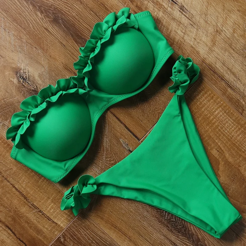 Damen Push Up Bikini Set BH Gepolstert Brasilianischer Badeanzug Bademode Strand Bademode