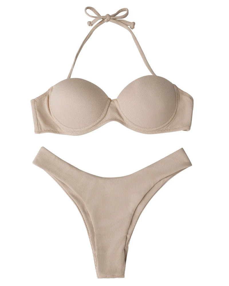 Damen Push Up Bikini Set BH Gepolstert Brasilianischer Badeanzug Bademode Strand Bademode