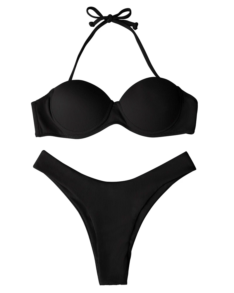 Damen Push Up Bikini Set BH Gepolstert Brasilianischer Badeanzug Bademode Strand Bademode