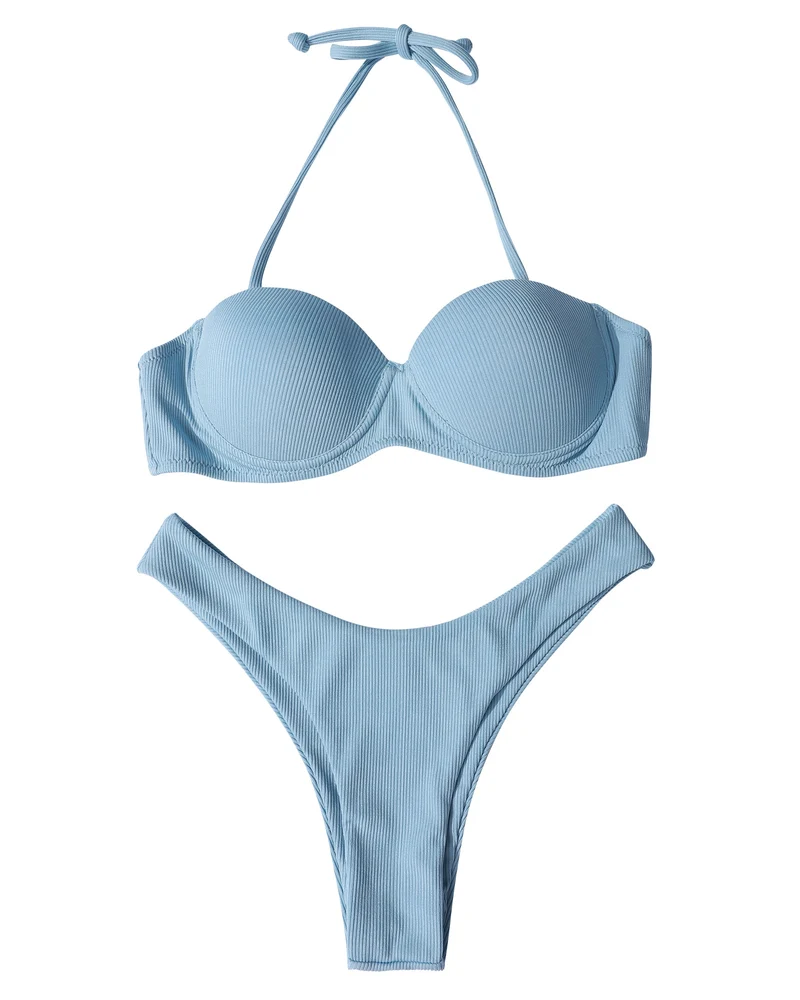 Damen Push Up Bikini Set BH Gepolstert Brasilianischer Badeanzug Bademode Strand Bademode
