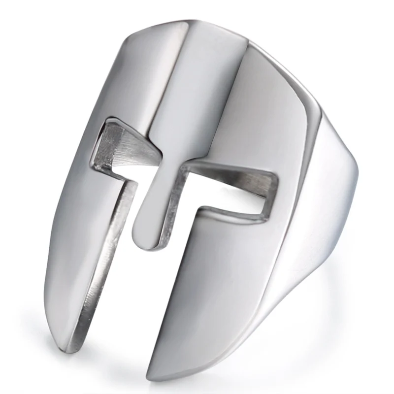 Edelstahl Ring Krieger Helm Sparta Maske Gladiator Troja 300 Biker