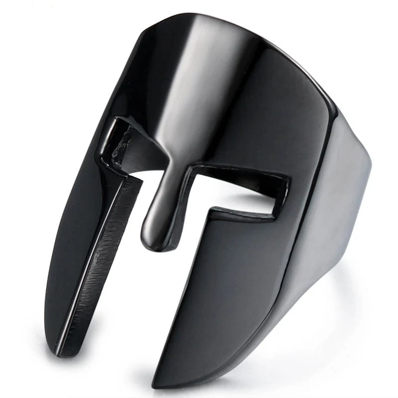 Edelstahl Ring Krieger Helm Sparta Maske Gladiator Troja 300 Biker
