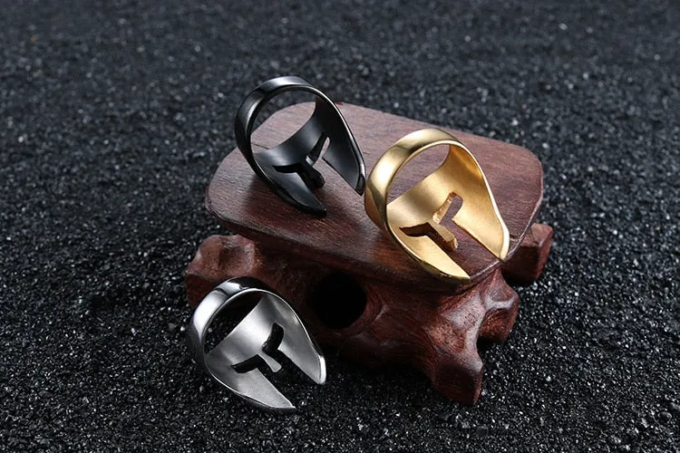 Edelstahl Ring Krieger Helm Sparta Maske Gladiator Troja 300 Biker