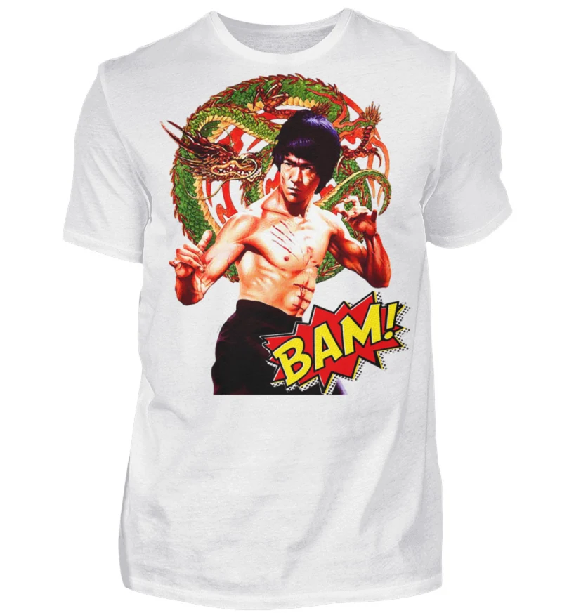 Männer Bruce Lee Retro Vintage T-Shirt Rundhals 100% Baumwolle Unisex Streetwear - Herren Shirt