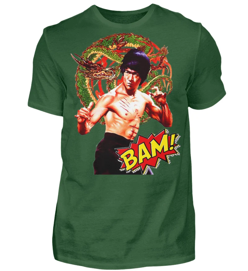 Männer Bruce Lee Retro Vintage T-Shirt Rundhals 100% Baumwolle Unisex Streetwear - Herren Shirt