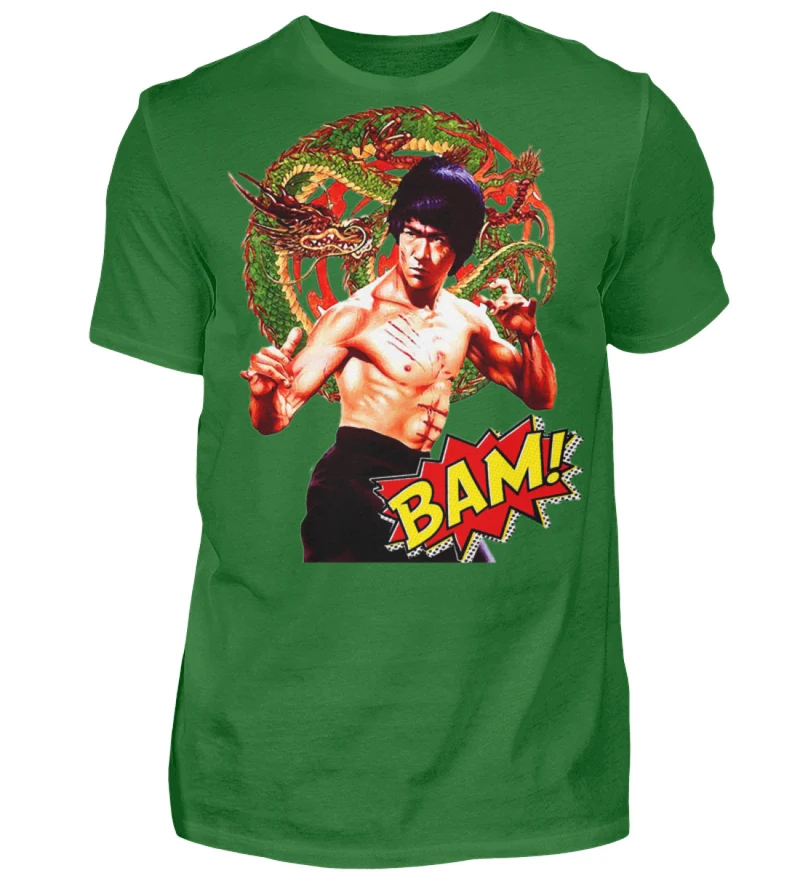 Männer Bruce Lee Retro Vintage T-Shirt Rundhals 100% Baumwolle Unisex Streetwear - Herren Shirt
