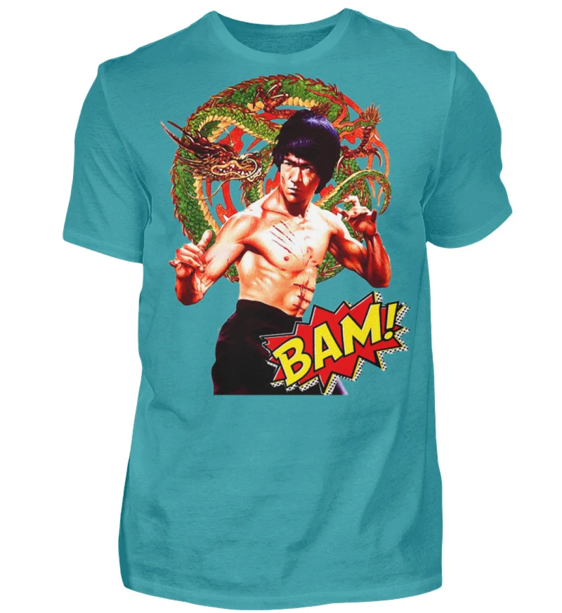 Männer Bruce Lee Retro Vintage T-Shirt Rundhals 100% Baumwolle Unisex Streetwear - Herren Shirt
