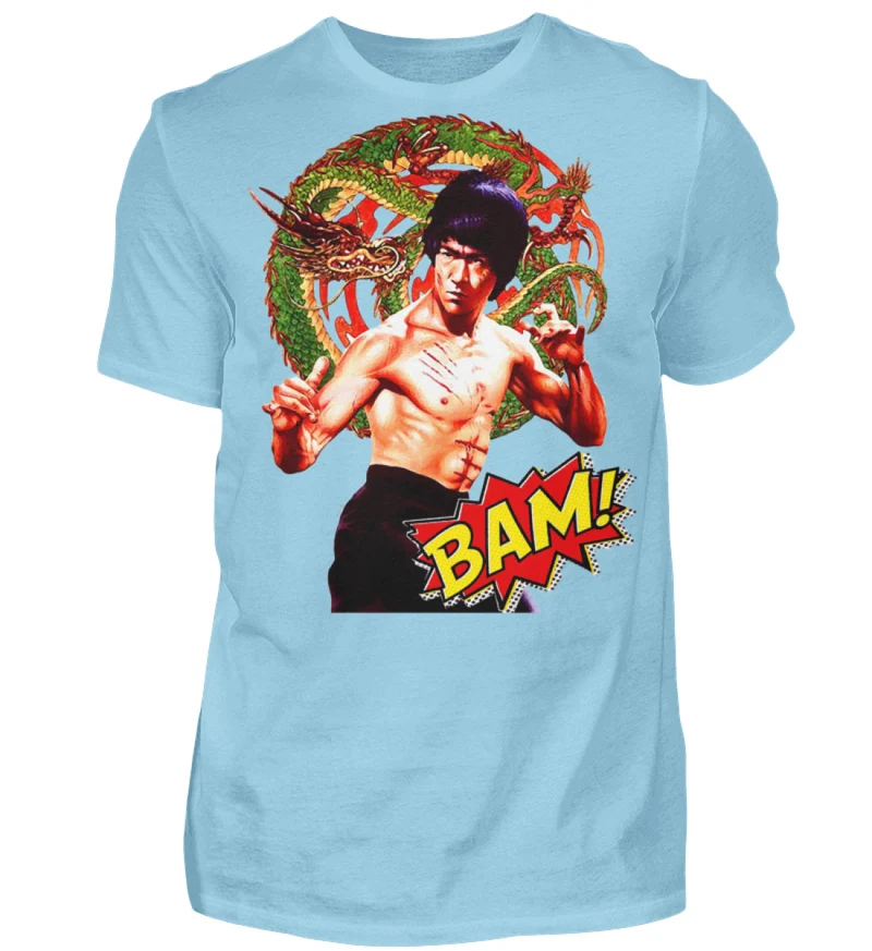 Männer Bruce Lee Retro Vintage T-Shirt Rundhals 100% Baumwolle Unisex Streetwear - Herren Shirt