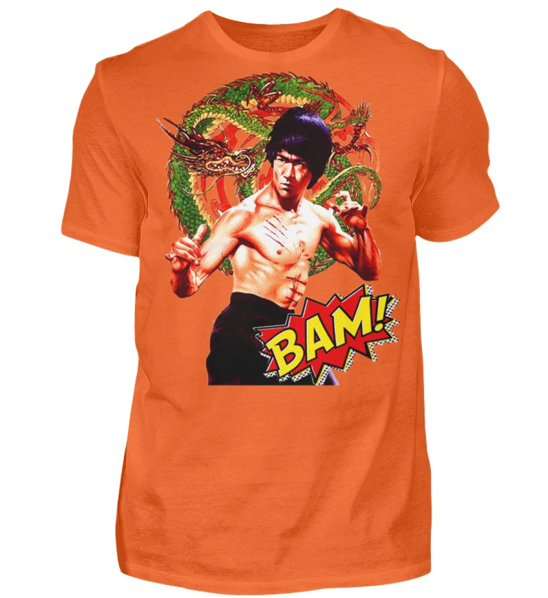 Männer Bruce Lee Retro Vintage T-Shirt Rundhals 100% Baumwolle Unisex Streetwear - Herren Shirt