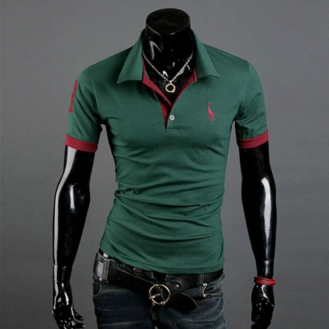Männer Poloshirt Kontrast Kragen Polo Kurzarm Slim Fit Hemd Polohemd T-Shirt NEU