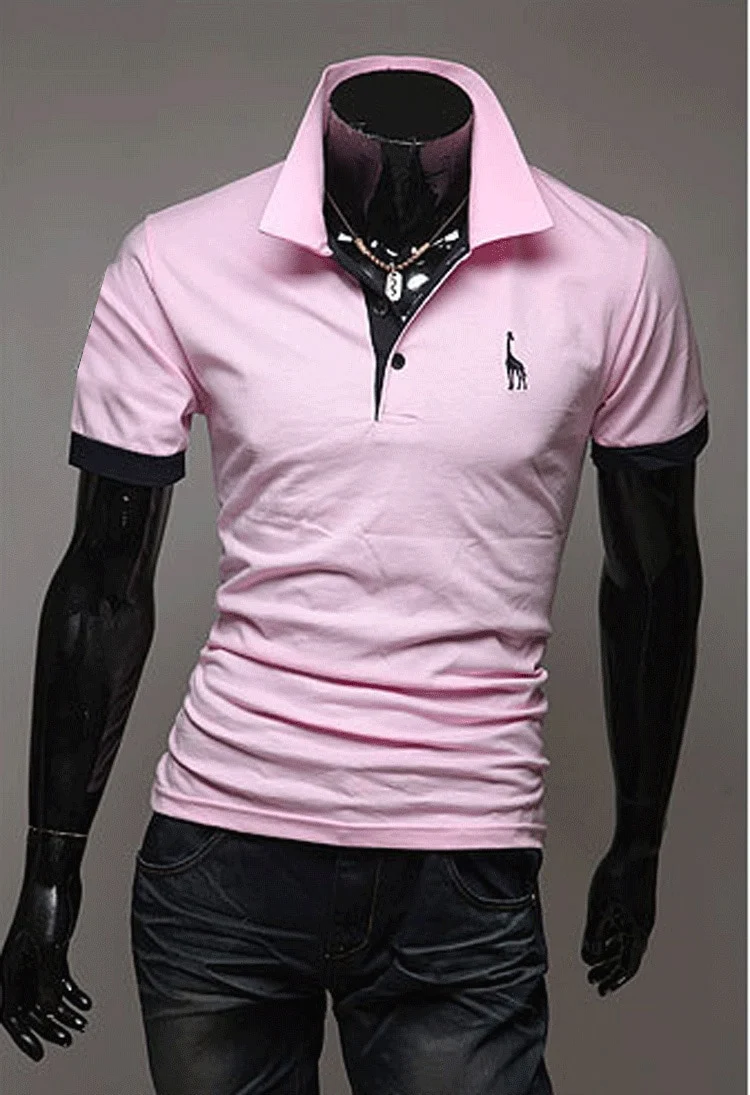 Männer Poloshirt Kontrast Kragen Polo Kurzarm Slim Fit Hemd Polohemd T-Shirt NEU