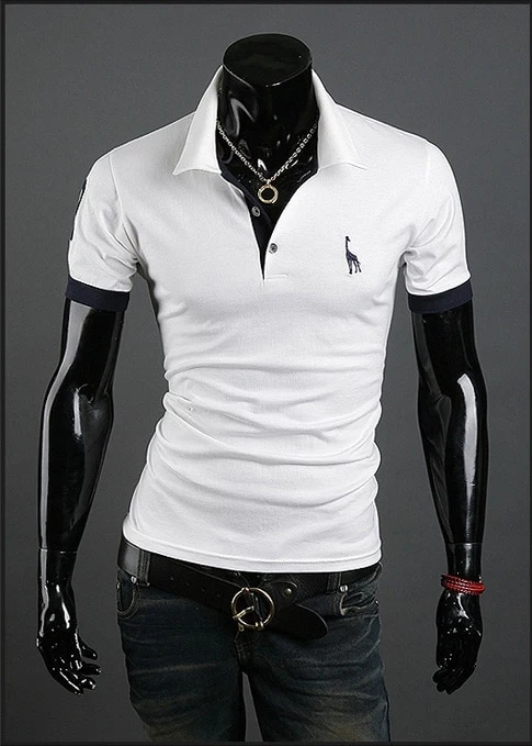 Männer Poloshirt Kontrast Kragen Polo Kurzarm Slim Fit Hemd Polohemd T-Shirt NEU