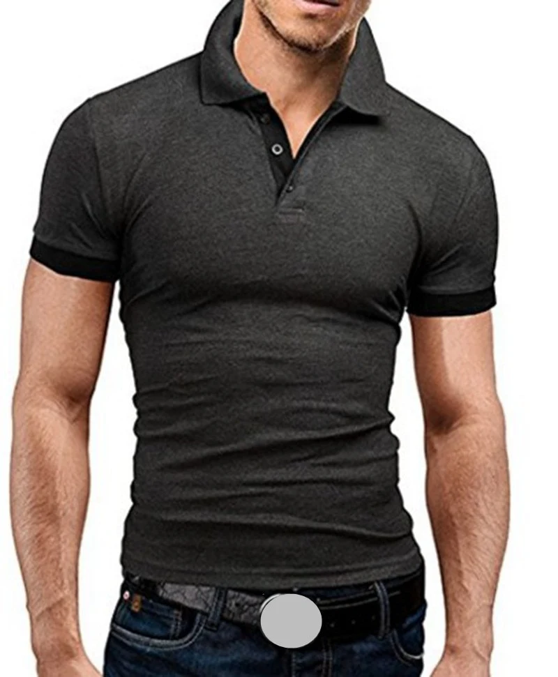 Männer Poloshirt Kontrast Kragen Polo Kurzarm Slim Fit Hemd Polohemd T-Shirt NEU