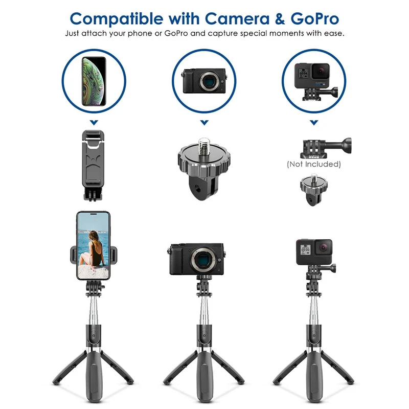 4 In1 Wireless Bluetooth Selfie Stick faltbares Mini-Stativ Universal Smartphone