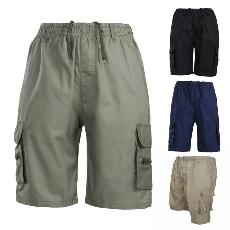 Herren knielange Shorts Bermuda Cargo Pants Vintage Casual Capri Kurze Hose