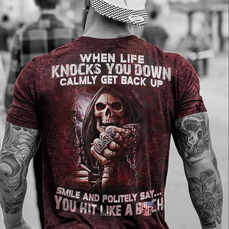 Fashion Herren Vikings Horror Skull 3D T-Shirt Rundhals Unisex Sommer Streetwear