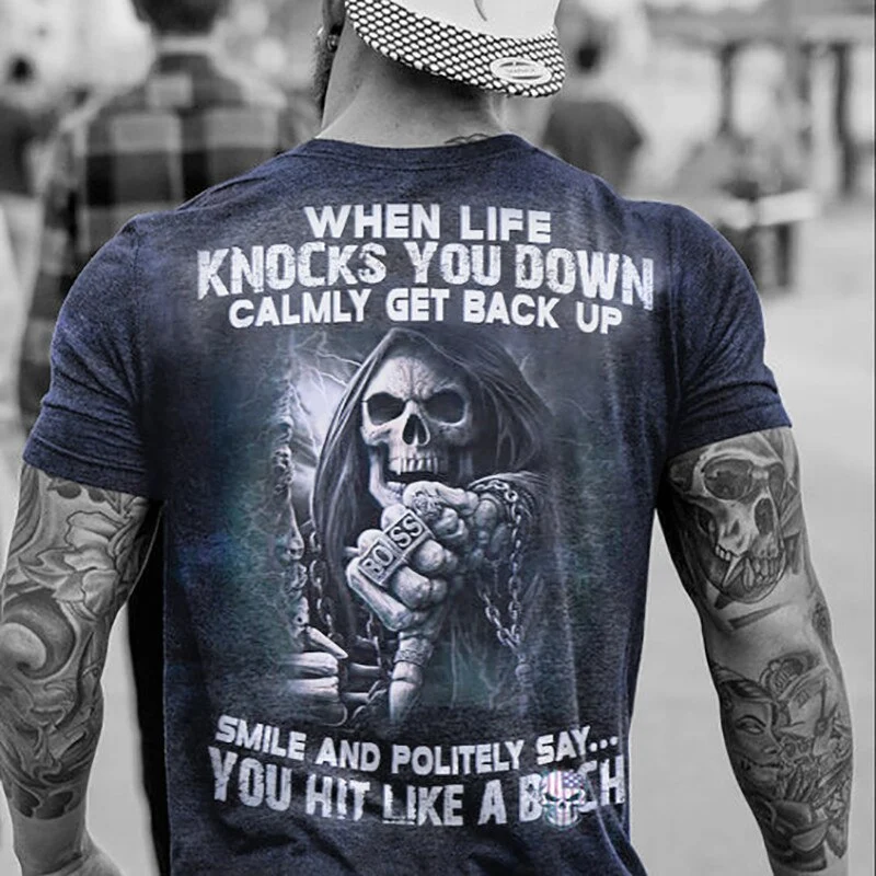 Fashion Herren Vikings Horror Skull 3D T-Shirt Rundhals Unisex Sommer Streetwear