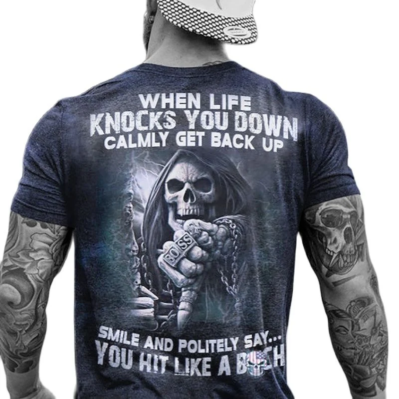 Fashion Herren Vikings Horror Skull 3D T-Shirt Rundhals Unisex Sommer Streetwear