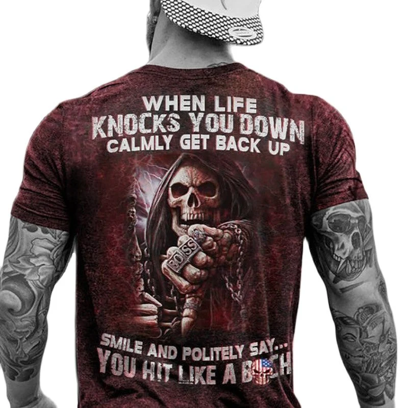 Fashion Herren Vikings Horror Skull 3D T-Shirt Rundhals Unisex Sommer Streetwear