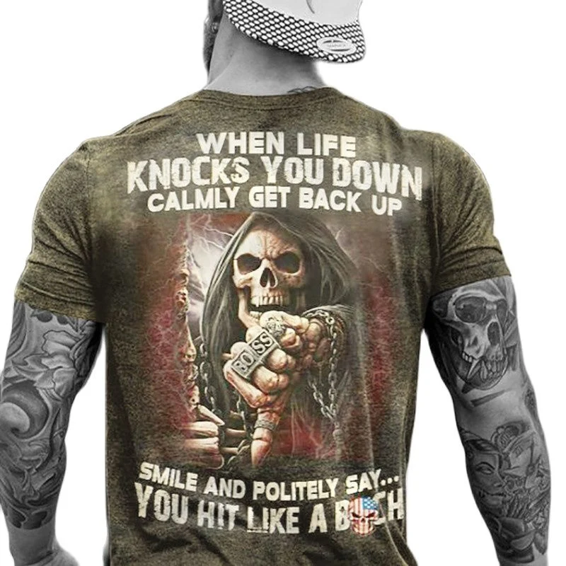 Fashion Herren Vikings Horror Skull 3D T-Shirt Rundhals Unisex Sommer Streetwear