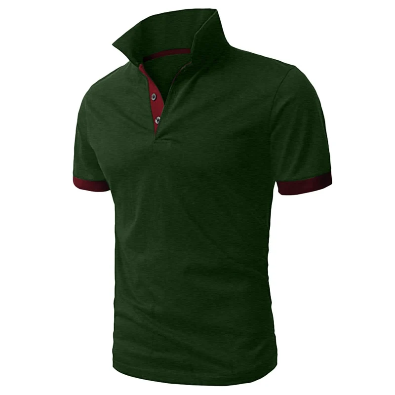 Herren Poloshirt Kontrast Kragen Polo Kurzarm Slim Fit Hemd Polohemd T-Shirt NEU