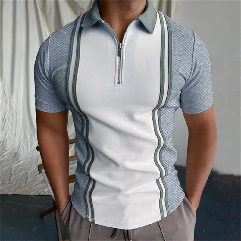 Herren Poloshirt Kontrast Kragen Polo Kurzarm Slim Fit Hemd Polohemd T-Shirt NEU