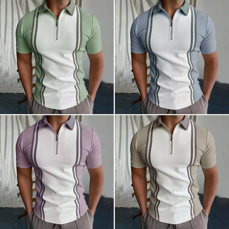 Herren Poloshirt Kontrast Kragen Polo Kurzarm Slim Fit Hemd Polohemd T-Shirt NEU