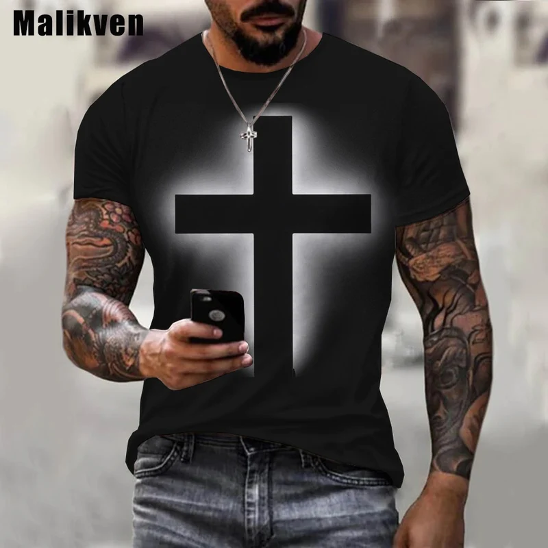 3D T-Shirt Unisex Sommer Streetwear Jesus Christus Kreuz