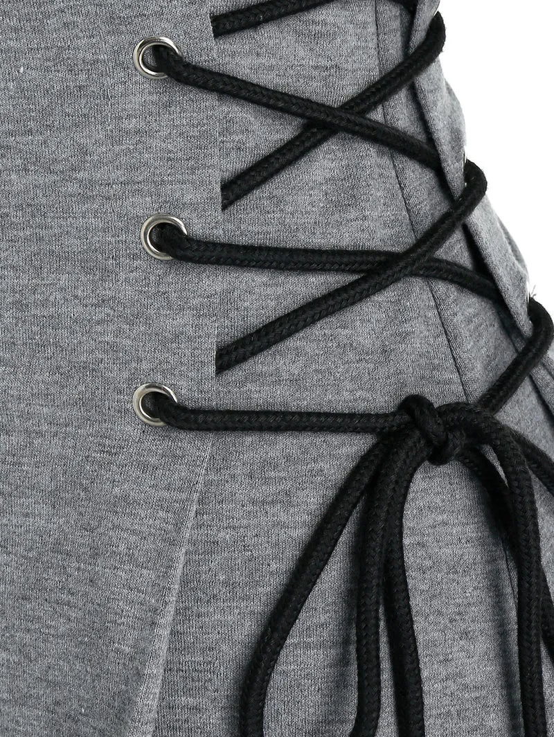 Frauen Langarm Minikleid Kapuzenpullover Kleid Hoodie Sweatshirt Sweatkleid