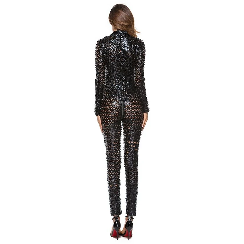 Sexy Nieten Overall Damen Dessous Latex Bodysuit Catsuit Clubwear GoGo Bondage Fetisch