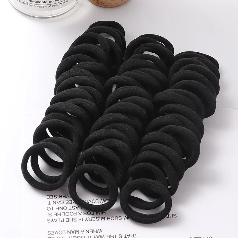 Haargummi Haarband Damen Haar Gummi 50 Stück Schwarz Bunt Zopfgummi Zopf